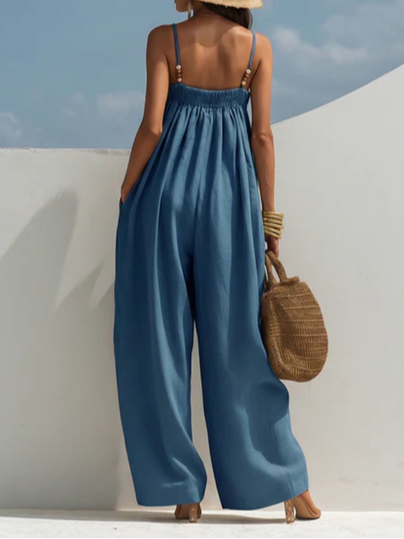 Candelaria | Mono de denim de pierna ancha