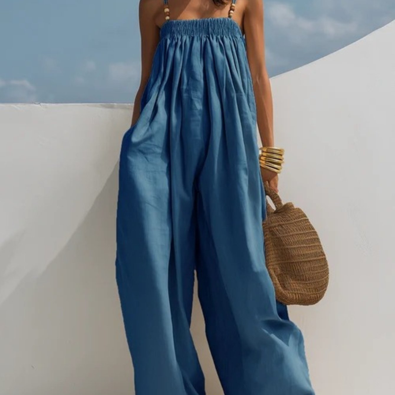 Candelaria | Mono de denim de pierna ancha