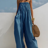 Candelaria | Mono de denim de pierna ancha