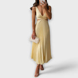 Candelaria | Vestido de verano con espalda abierta y detalle plisado
