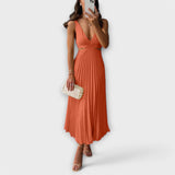 Candelaria | Vestido de verano con espalda abierta y detalle plisado
