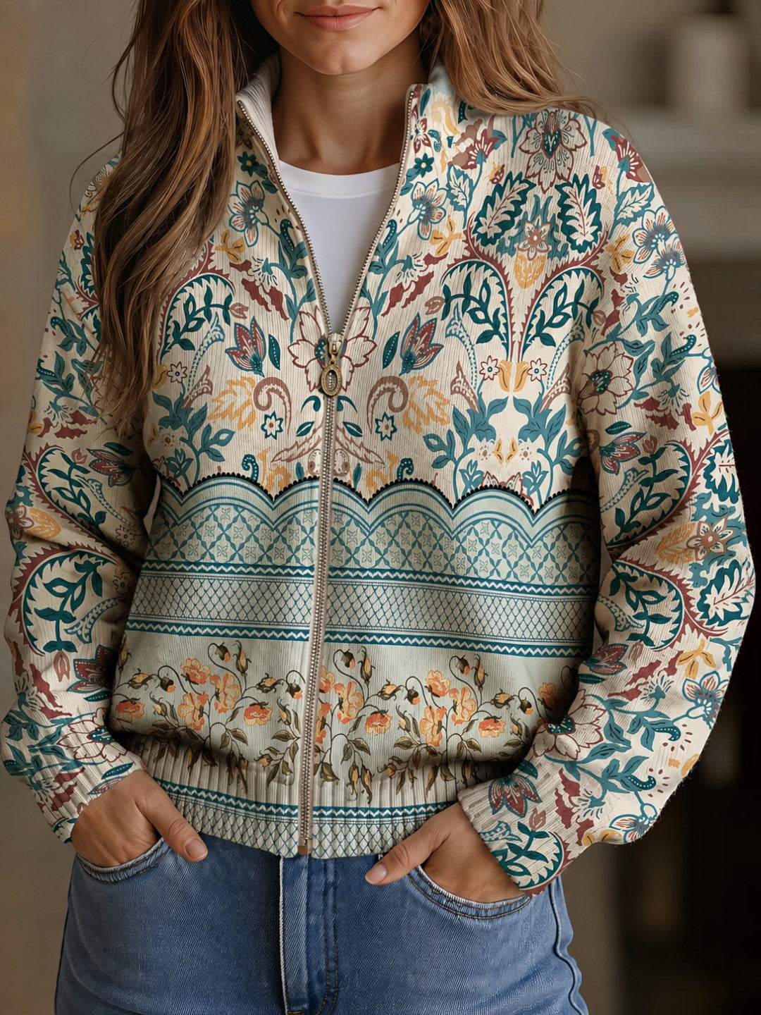 Cándida | Cárdigan con cenefa floral