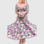 Carla Belén | Vestido largo de flores con cuello en V