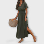 Carla | Un vestido boho elegante con cuello en V y manga larga