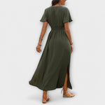 Carla | Un vestido boho elegante con cuello en V y manga larga