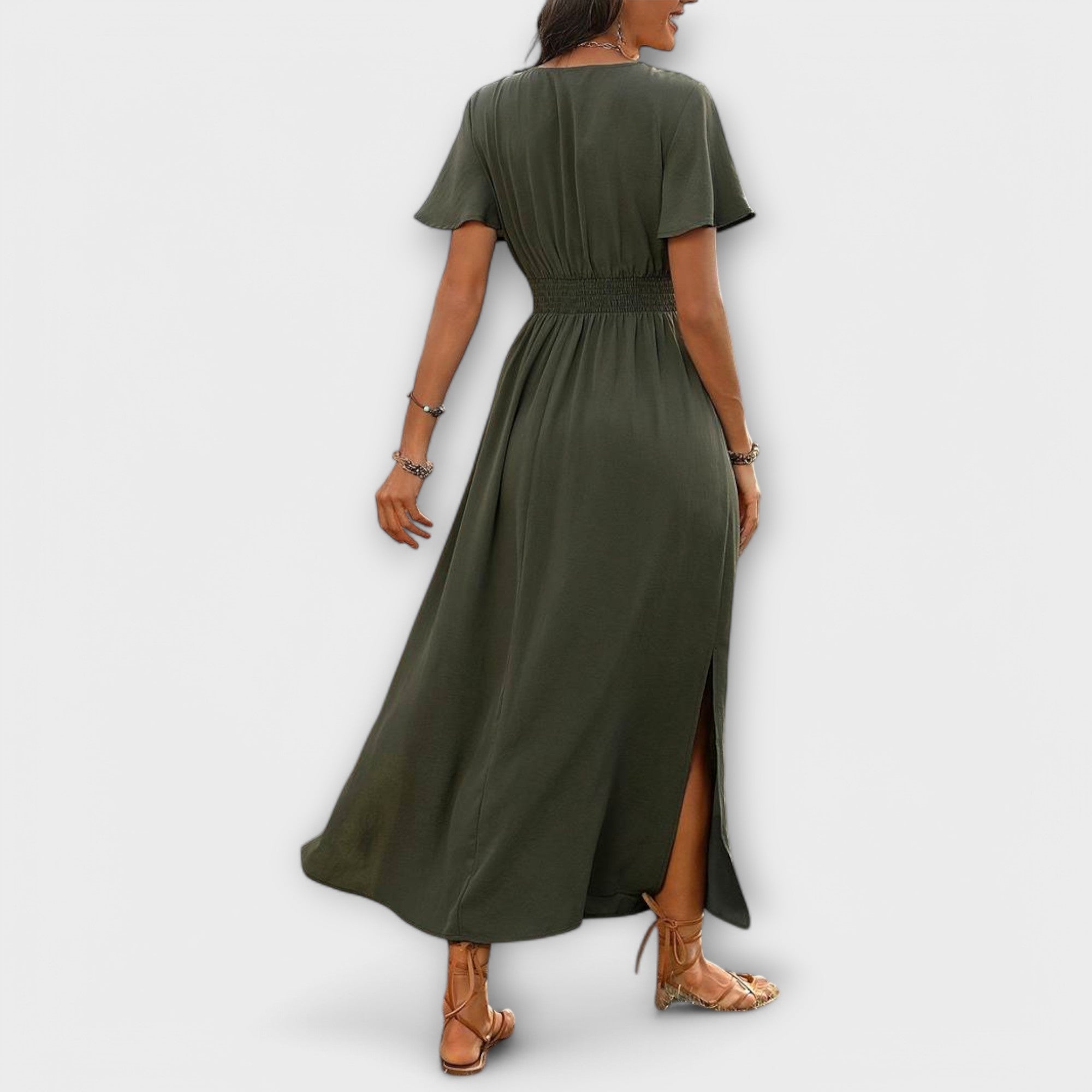 Carla | Un vestido boho elegante con cuello en V y manga larga