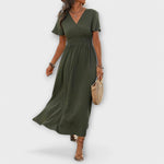 Carla | Un vestido boho elegante con cuello en V y manga larga