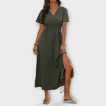 Carla | Un vestido boho elegante con cuello en V y manga larga