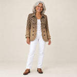 Cayetana | Chaqueta vintage con volantes y estampado de leopardo degradado, vista de frente