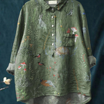 Cecilia | Blusa informal de mujer con estampado de bosque y animales
