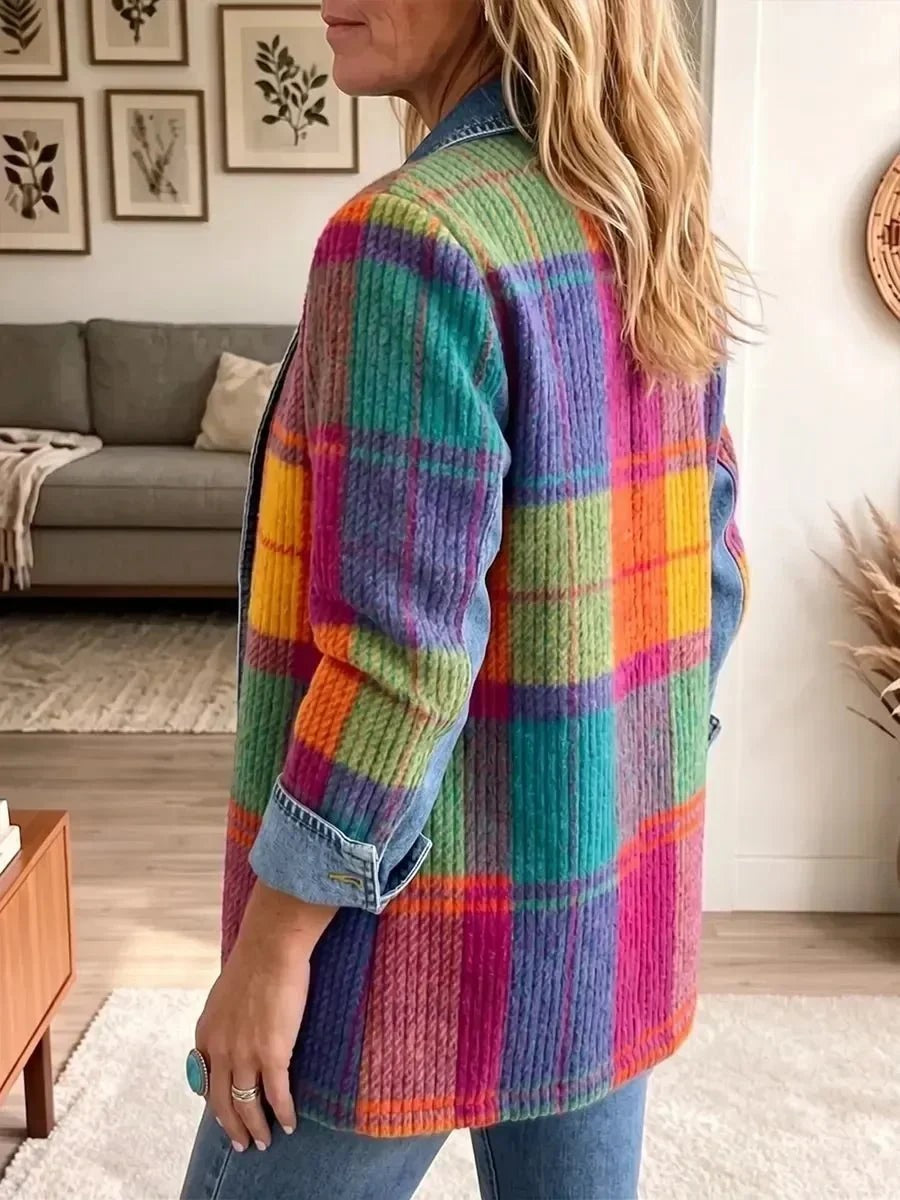 Celsa | Chaqueta vaquera patchwork de cuadros