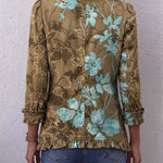 Cintia | Chaqueta de flores bohemia vintage degradada con volantes