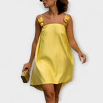 Cintia | Vestido corto palabra de honor chic con estampado floral