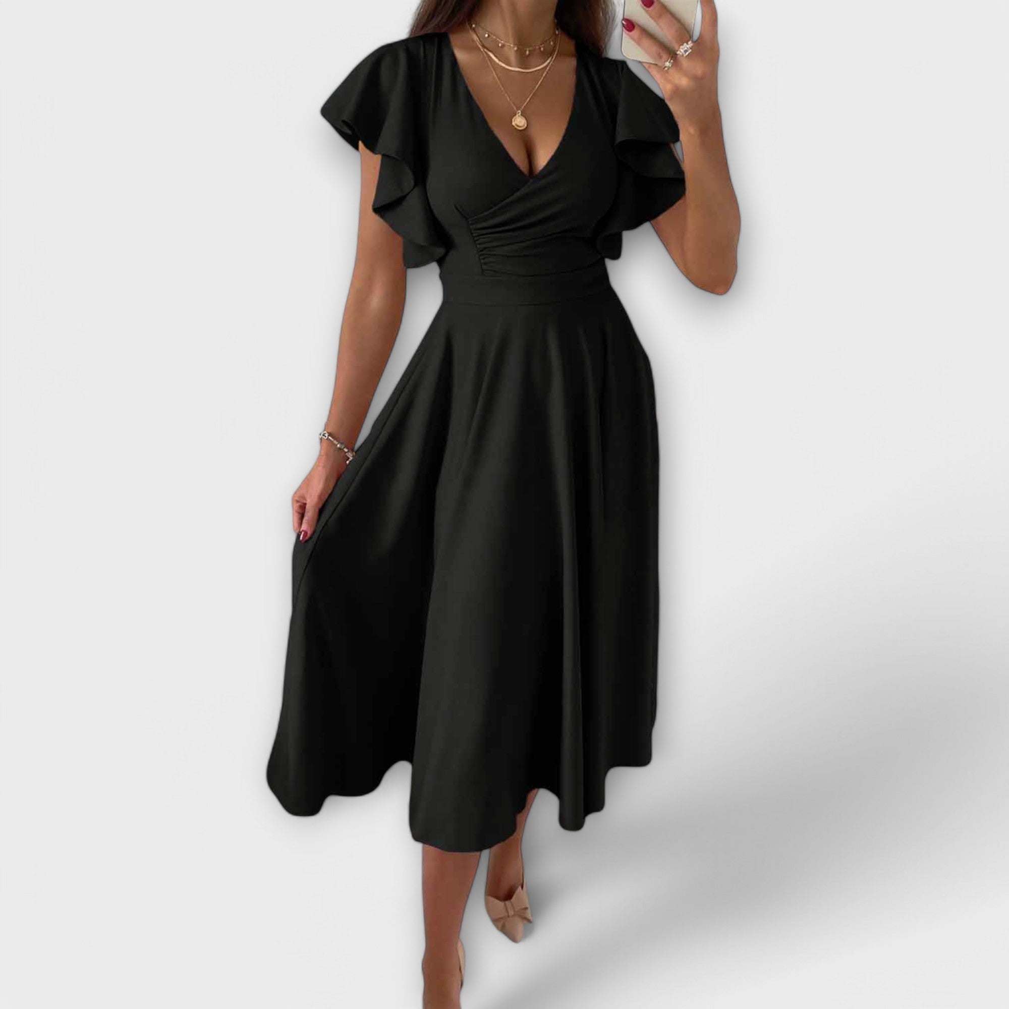 Constanza | Vestido elegante con cuello en V y silueta fluida