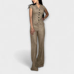Consuelo | Conjunto de top con cuello en V y pantalón elegante