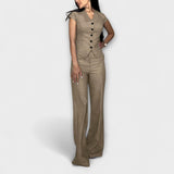 Consuelo | Conjunto de top con cuello en V y pantalón elegante