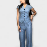 Consuelo | Conjunto de top con cuello en V y pantalón elegante