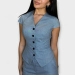 Consuelo | Conjunto de top con cuello en V y pantalón elegante