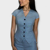 Consuelo | Conjunto de top con cuello en V y pantalón elegante