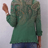 Dámaris | Chaqueta bohemia con volantes y estampado de cachemira (paisley)