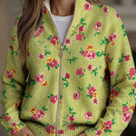 Débora | Cárdigan verde con estampado floral