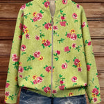Débora | Cárdigan verde con estampado floral