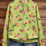 Débora | Cárdigan verde con estampado floral