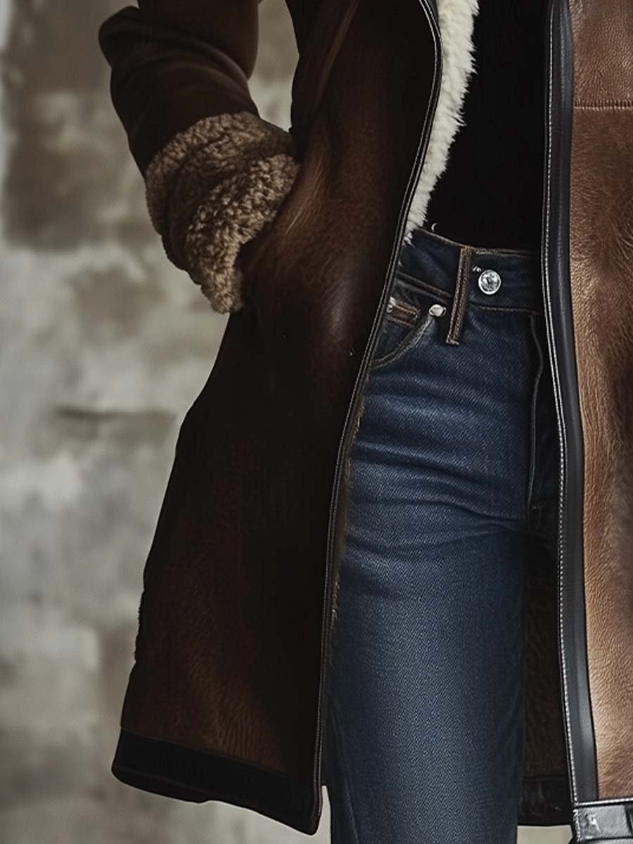 Delia | Abrigo vintage con cuello de borreguito en contraste