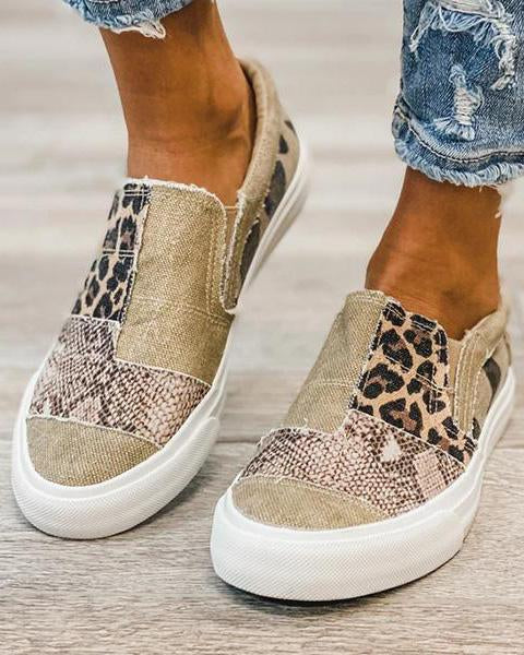 Dionisia | Zapatos de lona informales con estampado de leopardo