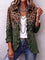 Dulce | Blazer con volantes y estampado de leopardo degradado verde oliva