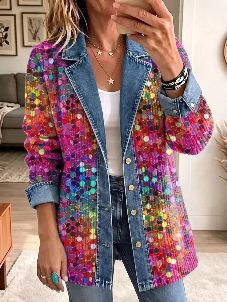 Edurne | Chaqueta vaquera efecto lentejuelas