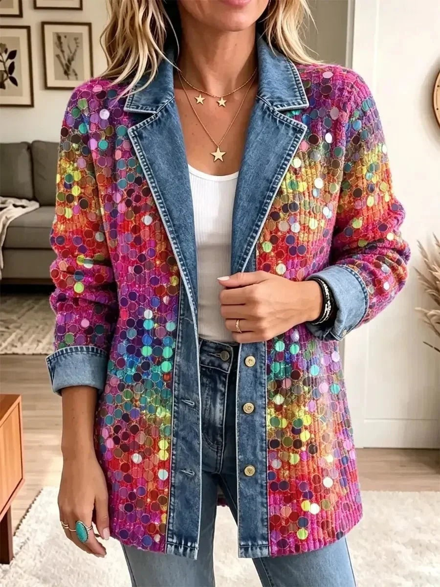 Edurne | Chaqueta vaquera efecto lentejuelas