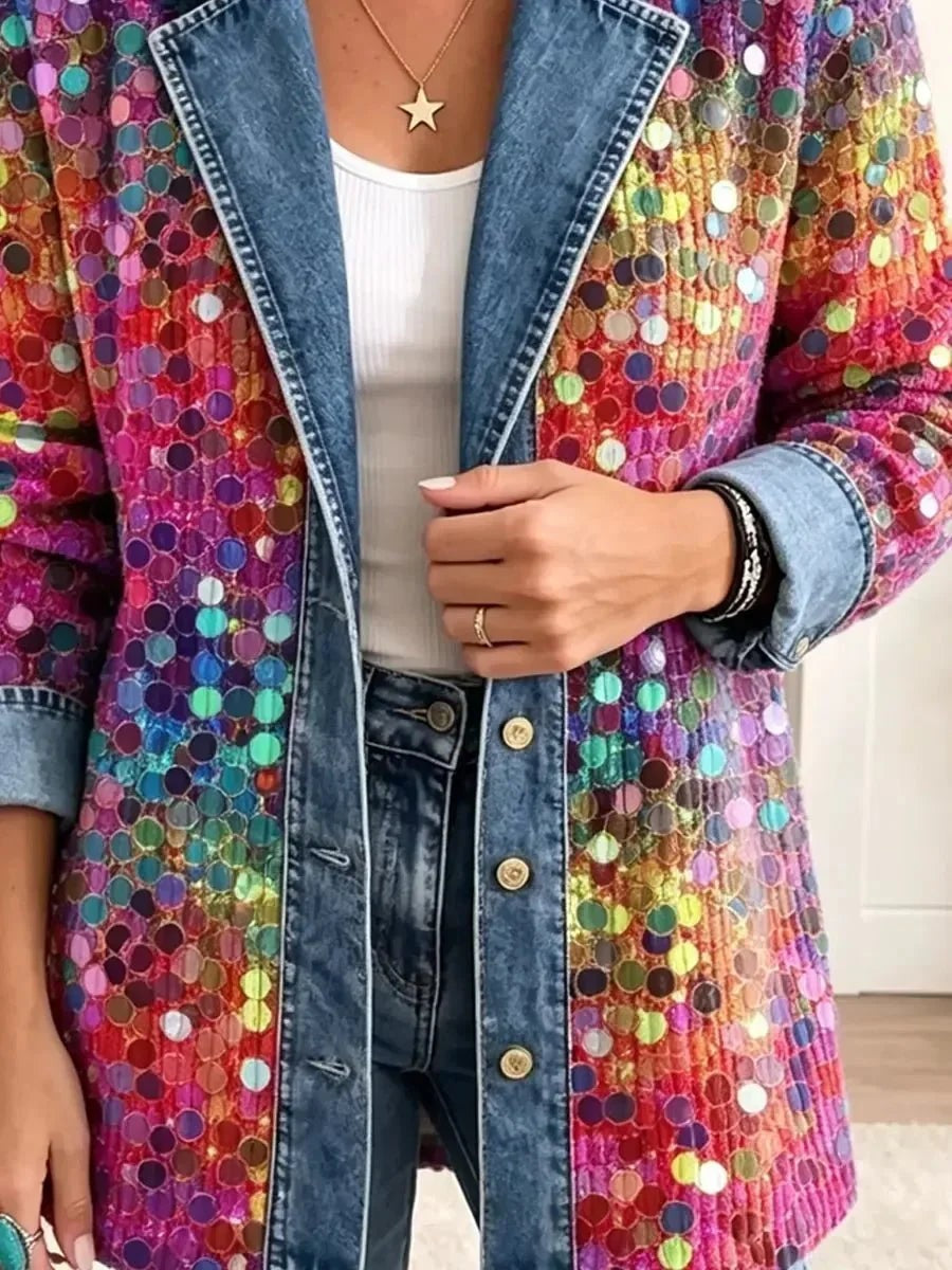 Edurne | Chaqueta vaquera efecto lentejuelas