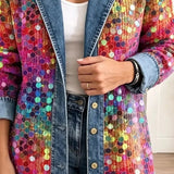Edurne | Chaqueta vaquera efecto lentejuelas