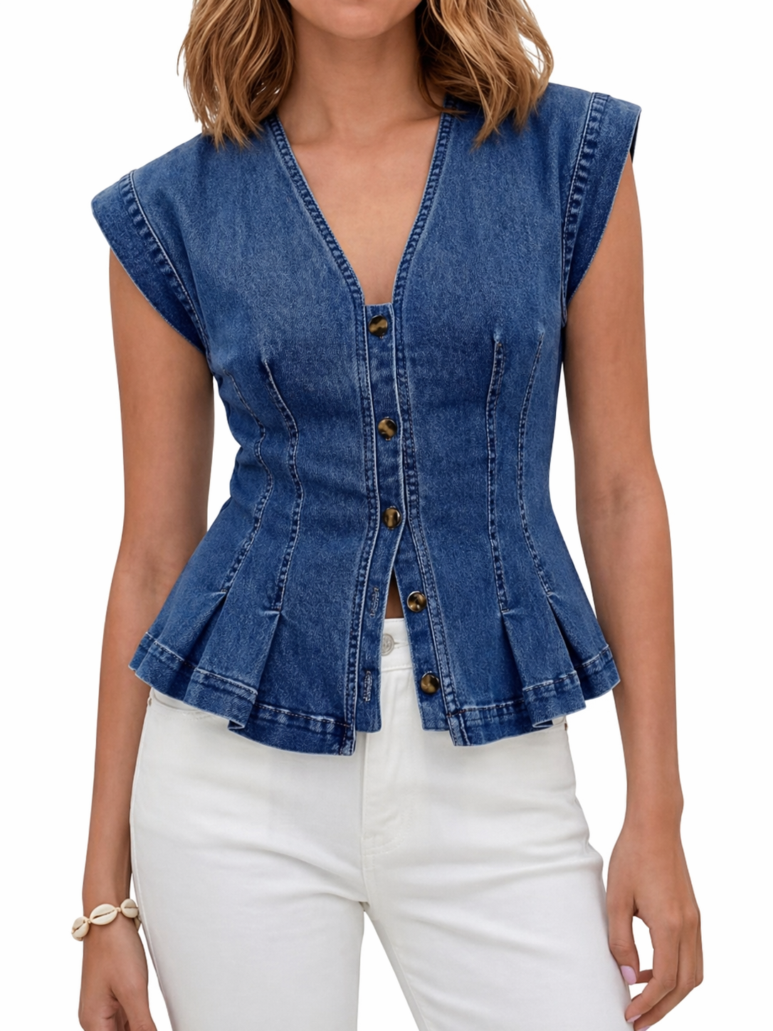 Eider | Top vaquero con cuello en V