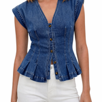 Eider | Top vaquero con cuello en V