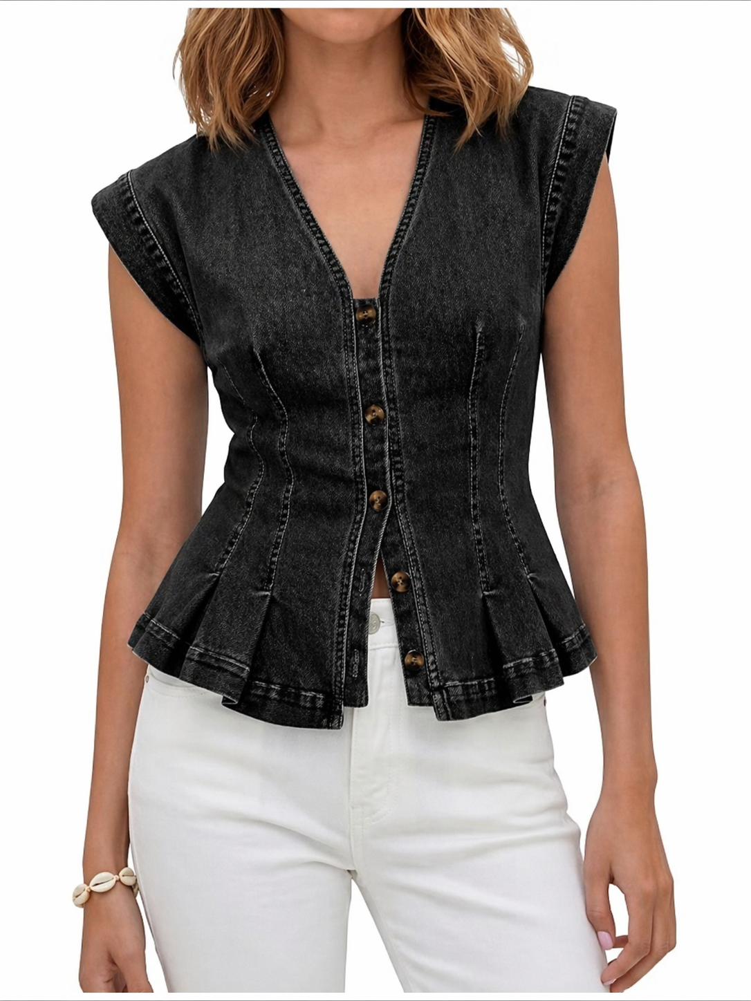 Eider | Top vaquero con cuello en V