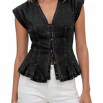 Eider | Top vaquero con cuello en V