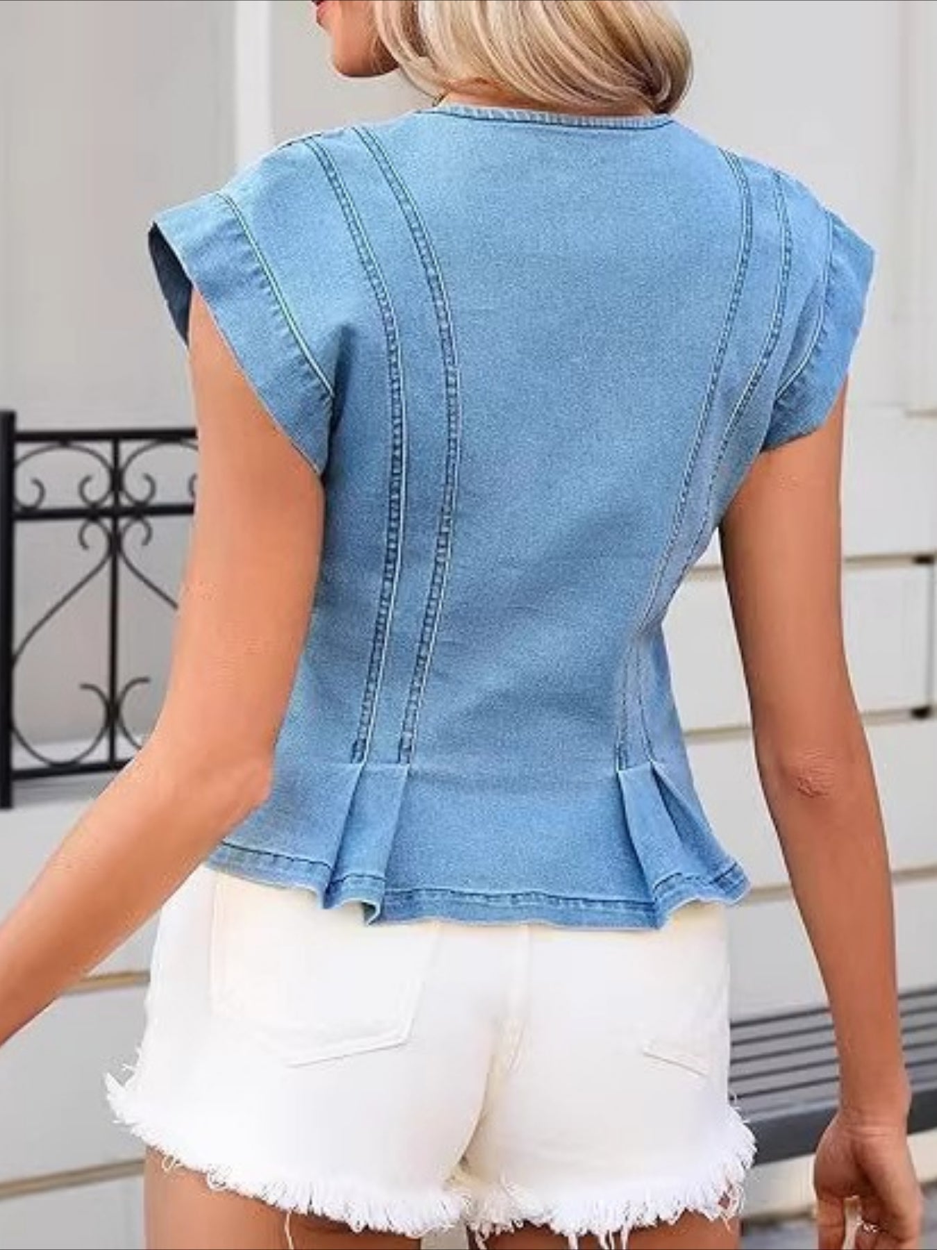 Eider | Top vaquero con cuello en V