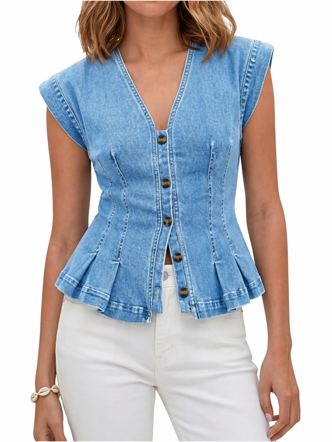 Eider | Top vaquero con cuello en V