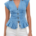 Eider | Top vaquero con cuello en V