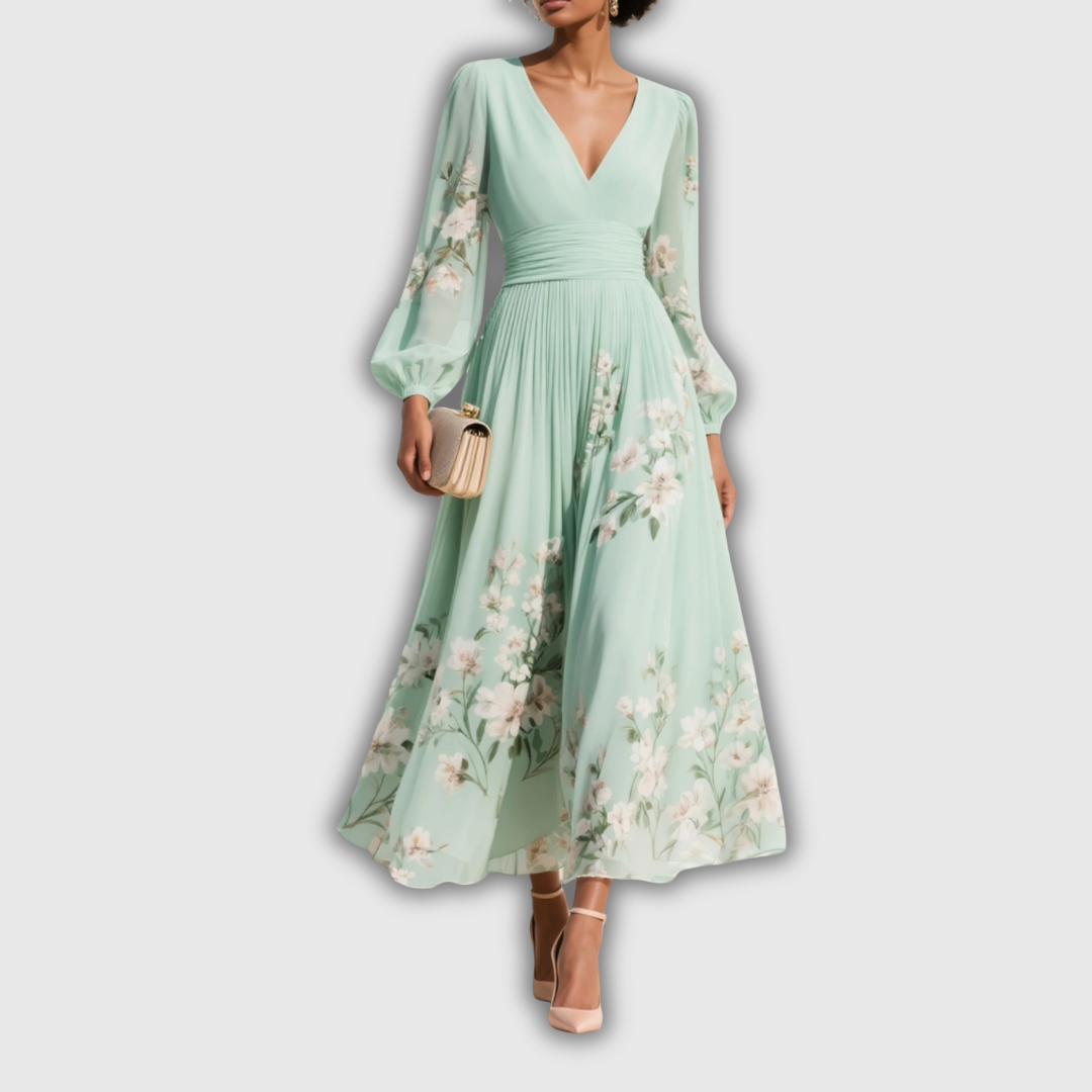 Elvira Lourdes | Vestido midi de flores de silueta fluida