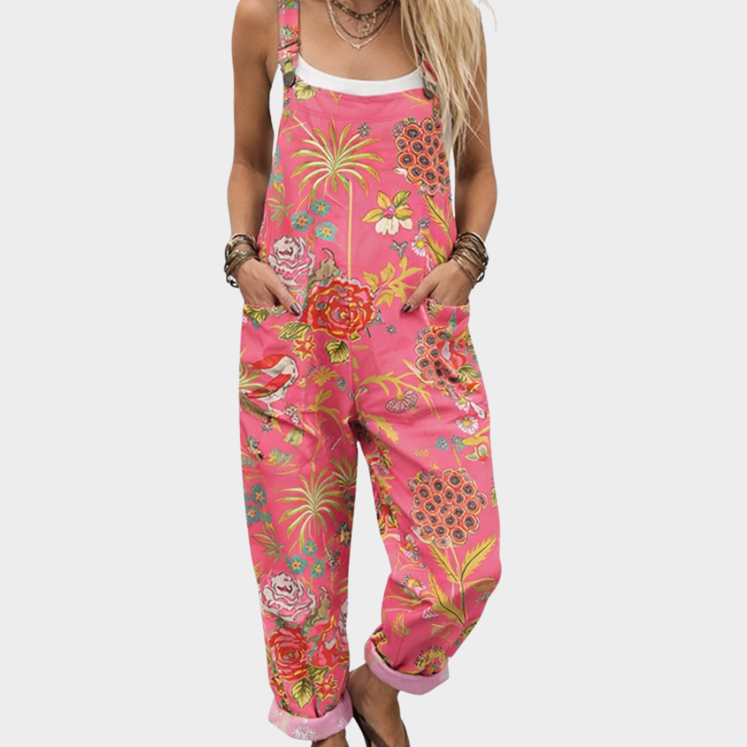 Engracia | Peto rosa coral con estampado tropical