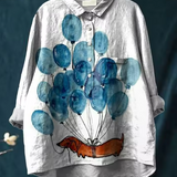 Enriqueta | Blusa informal con estampado artístico de globo y perro