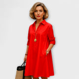 Esperanza | Vestido camisero moderno con cuello y manga tres cuartos