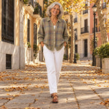 Estrella | Cárdigan de punto de cuadros acogedor, en la calle