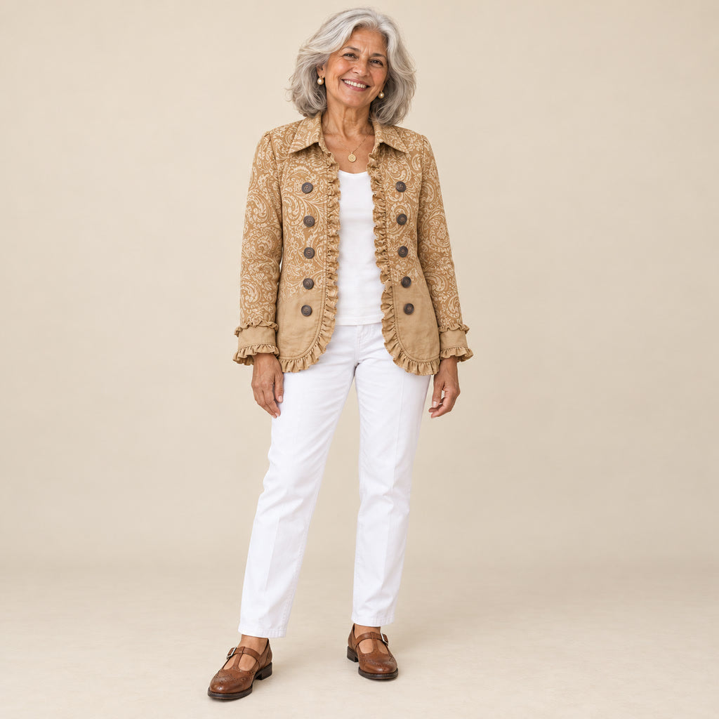 Estrella | Chaqueta con volantes y estampado western, vista de frente