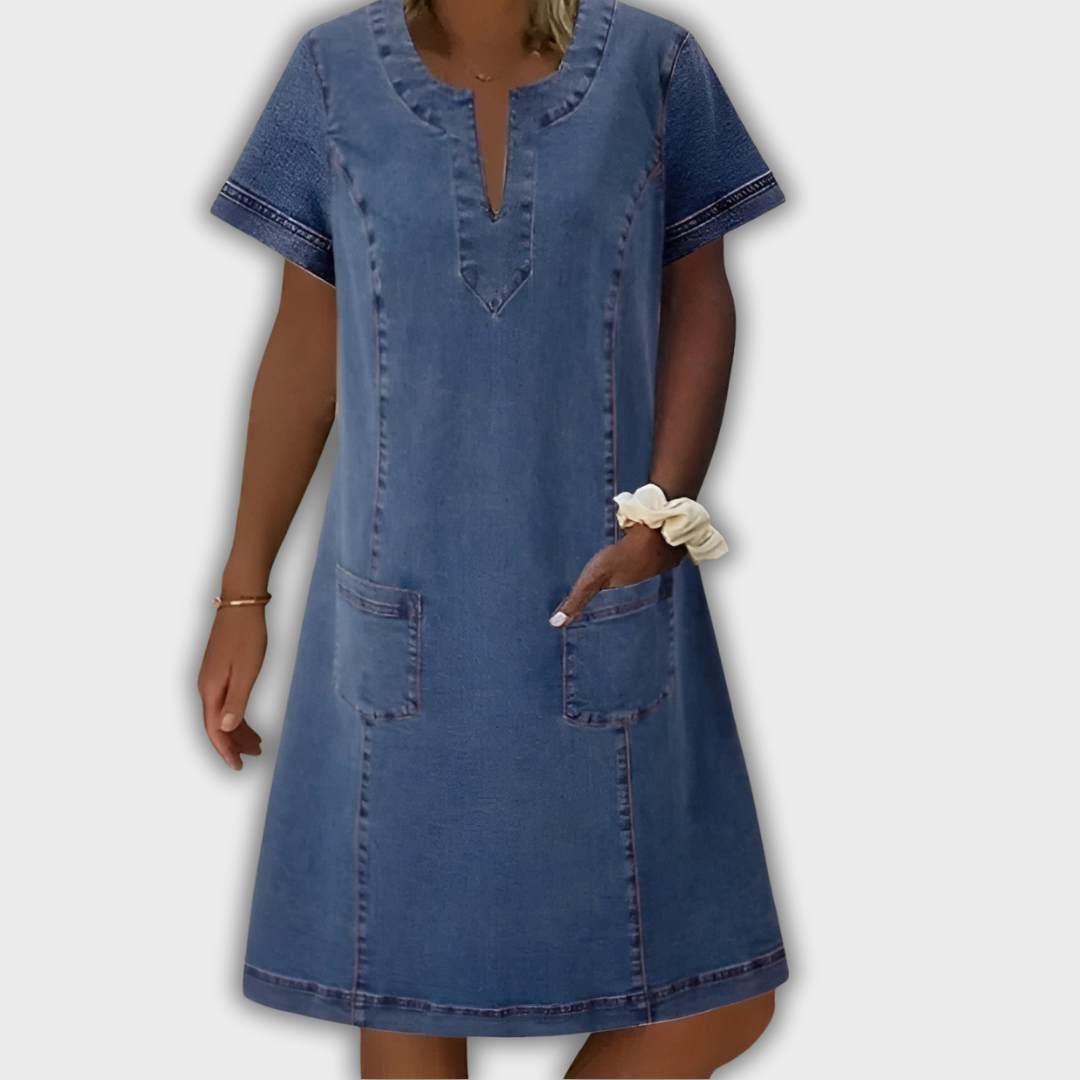 Felicidad | Vestido vaquero elegante con bolsillo