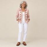 Filomena | Chaqueta de flores con botones y volantes, vista de frente