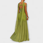 Filomena | Vestido largo verde oliva con escote en V